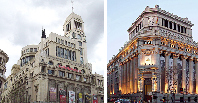 Círculo de Bellas Artes, por la izquierda, y Blanco Río de la Plata en Madrid