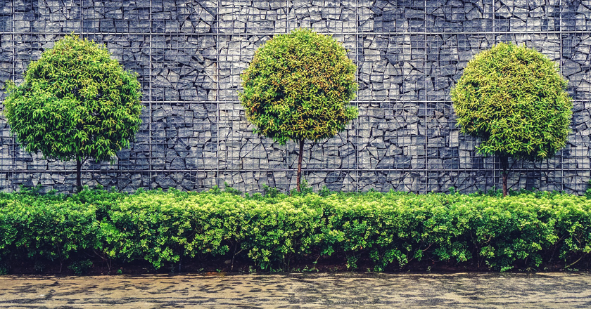 Muros de gaviones de piedra para jardines