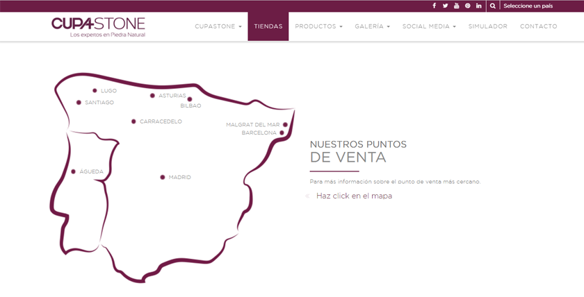 Puntos de venta de CUPA STONE en España y Portugal