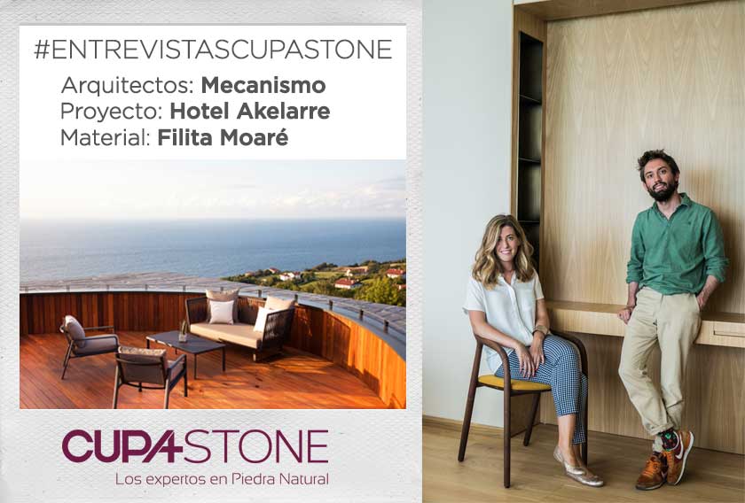 Entrevista con el estudio de arquitectura Mecanismo sobre el uso de la Filita Moaré CUPA STONE en el Hotel Akelarre