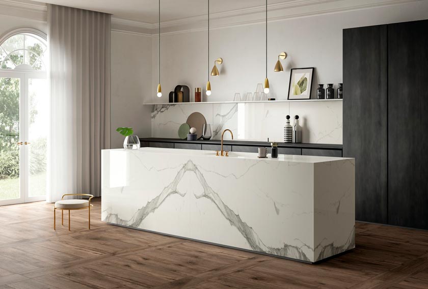 Calacatta Statuario Mirrored de SapienStone