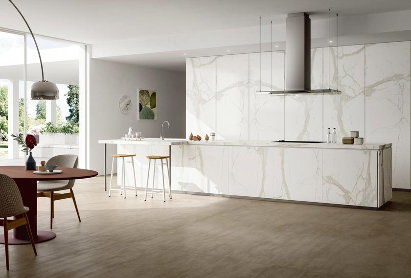 White Calacatta Mirrored de SapienStone