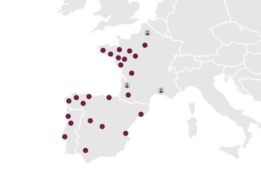 Puntos de venta y comerciales de CUPA STONE en España, Francia y Portugal