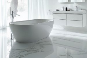 Suelo de baño mármol blanco Carrara