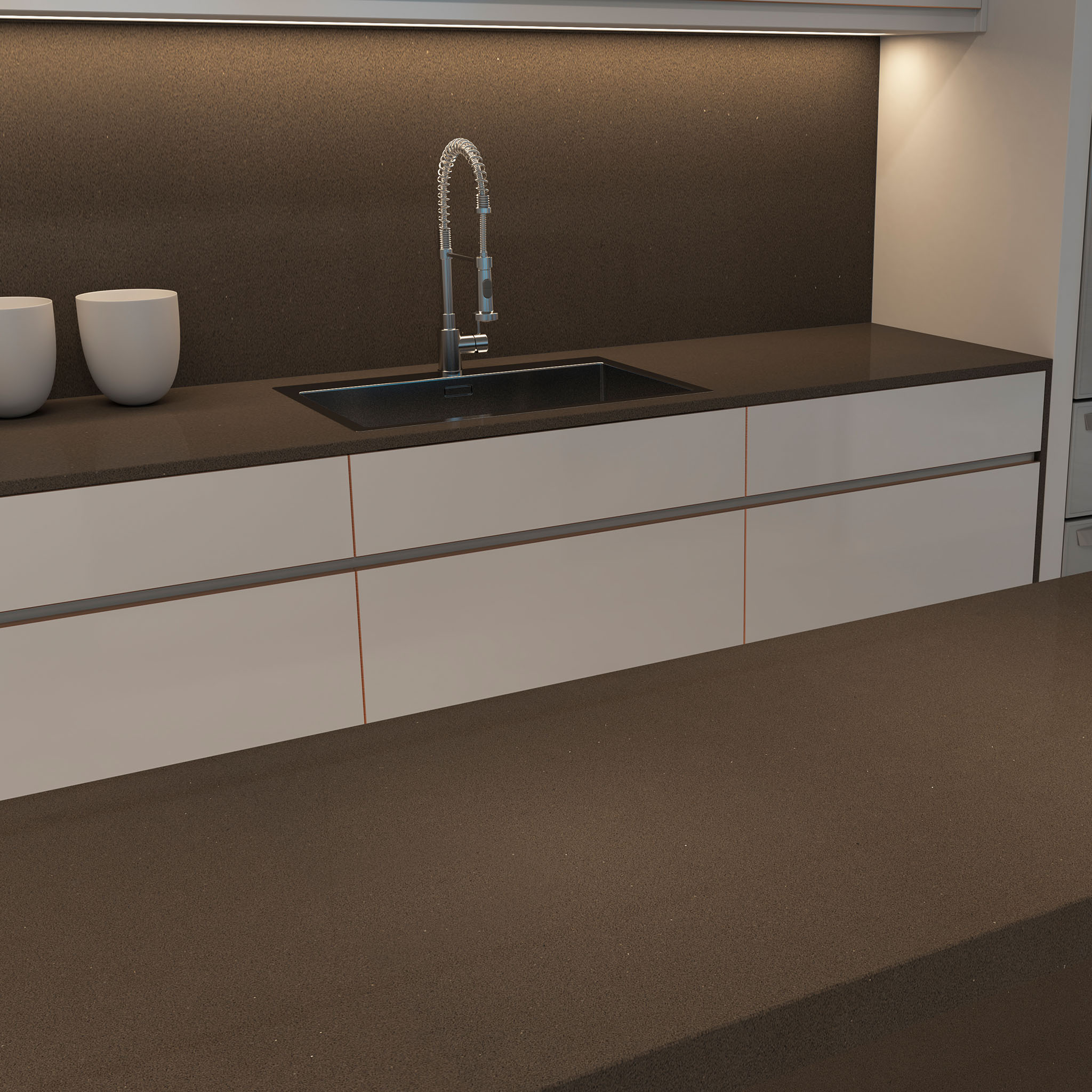 encimera cuarzo marron