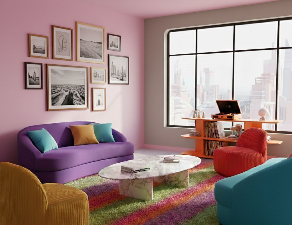 estilo pop decoración salon mesa mármol